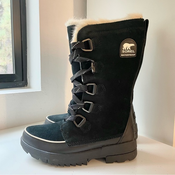 Sorel- Tivioli IV women’s black tall furry suede waterproof boots- 10 - Picture 6 of 14